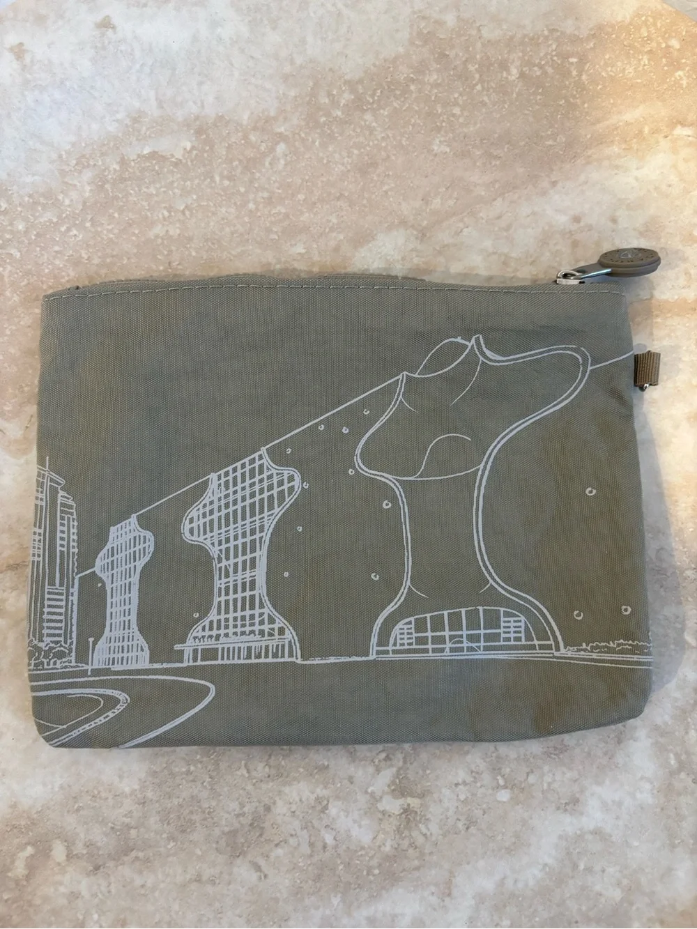 Kipling Grey Zip Nylon Pouch